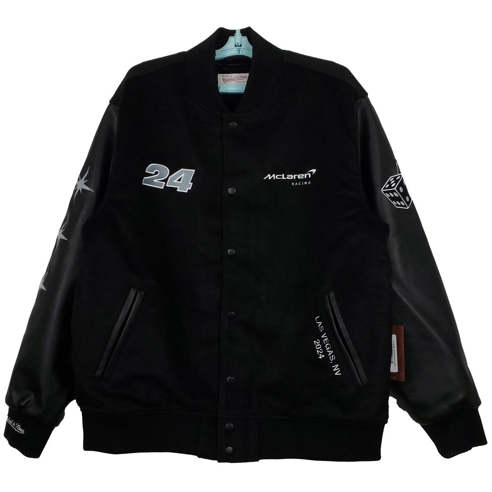 McLaren Racing Mitchell & Ness Large Varsity Jacket Embroidery Logos Black NWT